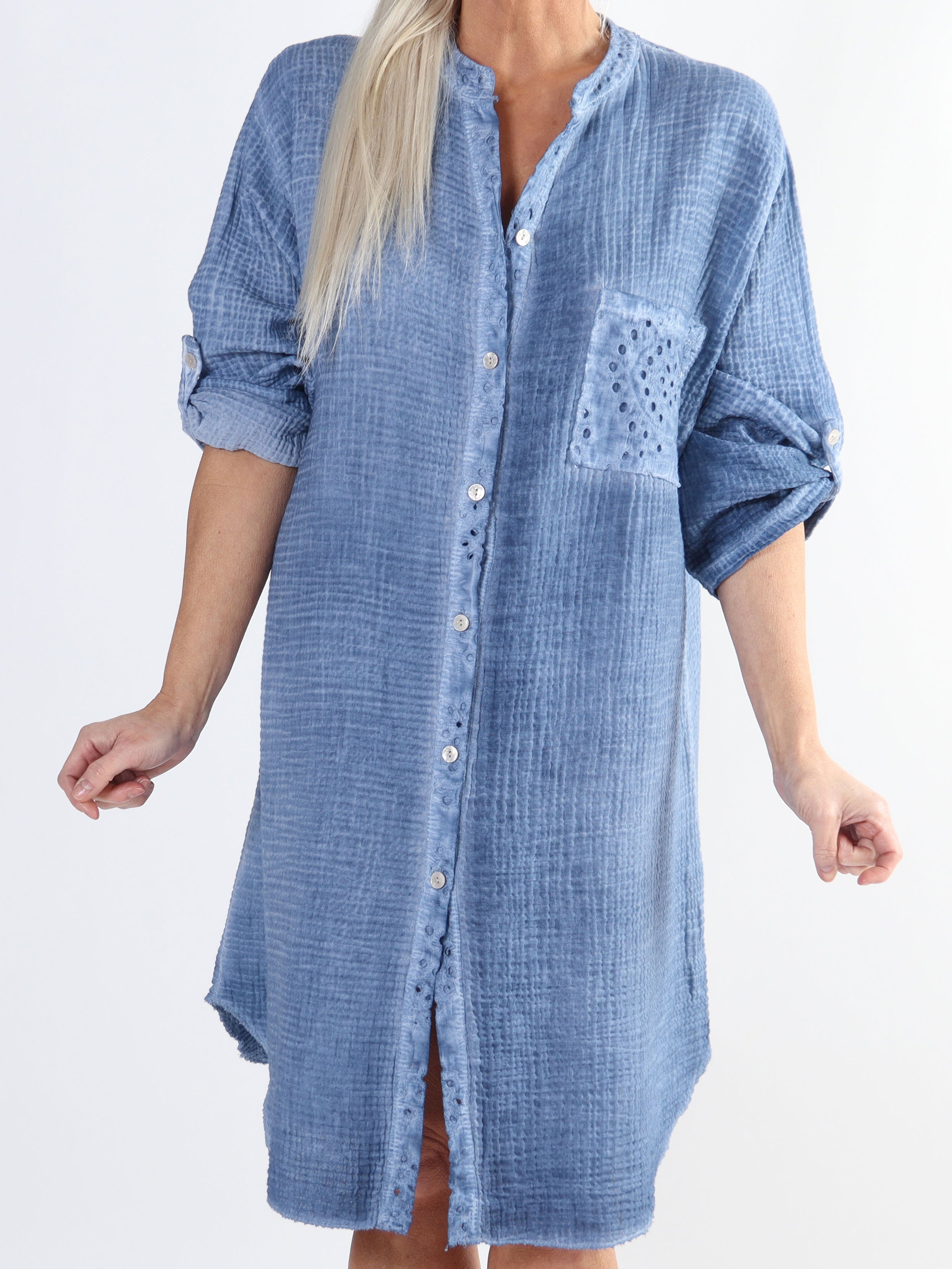 Inez - Plus size lang blød skjorte i bæk og bølge stof